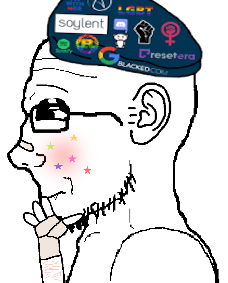 gubby, soyak, zillyjak, sidejaks, 1soyjak, bald, black eyes, closed mouth, glasses, half closed eyes