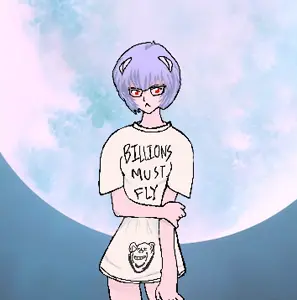rei ayanami, impish soyak ears, anime, blue hair, closed mouth, clothes, ear, female, glasses, millions must die