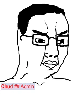chudjak, 1soyjak, admin, angry, black hair, chud, closed mouth, glasses, hair, looking to the right