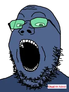 gapejak, mustached gapejak, 1soyjak, bald, black eyes, blue skin, eyebrows, forehead lines, glasses, looking at you