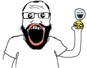 markiplier soyjak, science lover, oh my god she is so attractive, arm, badge, beard, clothes, glasses, gold, hands