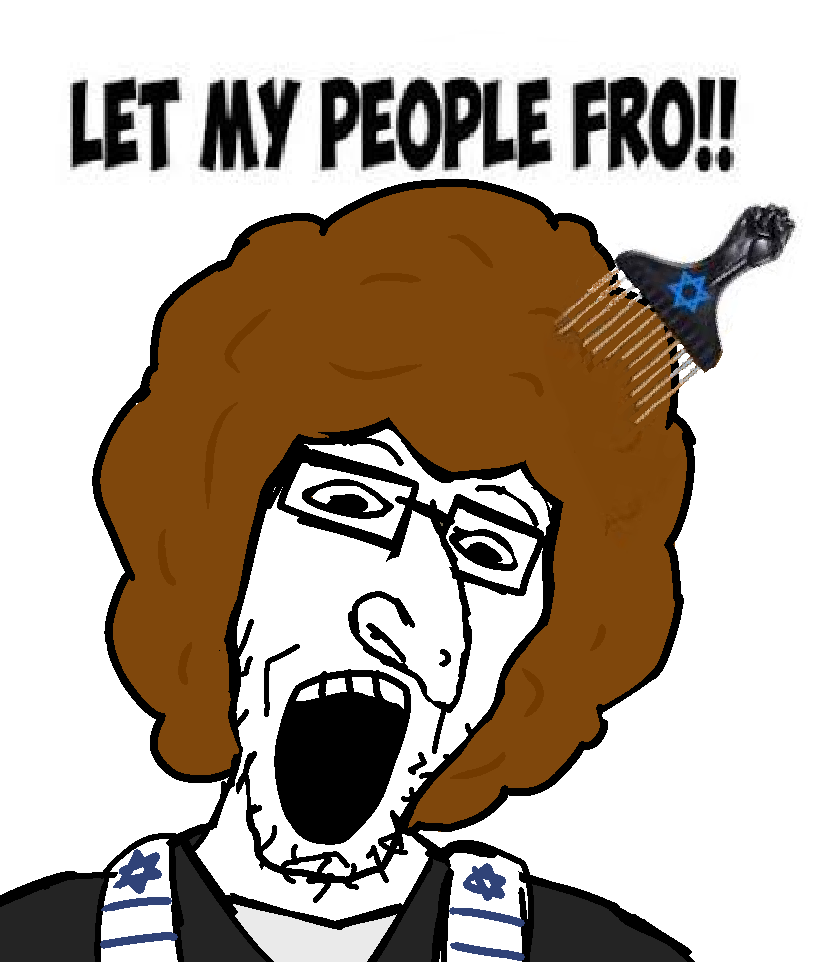 afrojak, 1soyjak, afro, black eyes, brown hair, clothes, comb, glasses, hair, jewfro