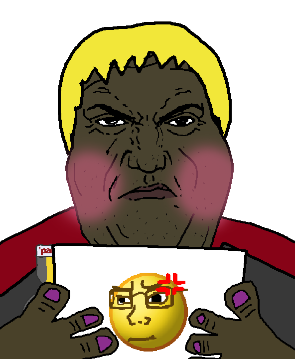 alicia, soyak, hunky twink sex machine, soyak (irritated), hunky twink sex machine, hunk reacts, 2soyjaks, all soycucks are brown and trans, angry, blonde hair