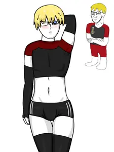john8 44, nate higgers, soyak, natejak, arm warmers, blonde hair, blue eyes, bulge, closed mouth, clothes
