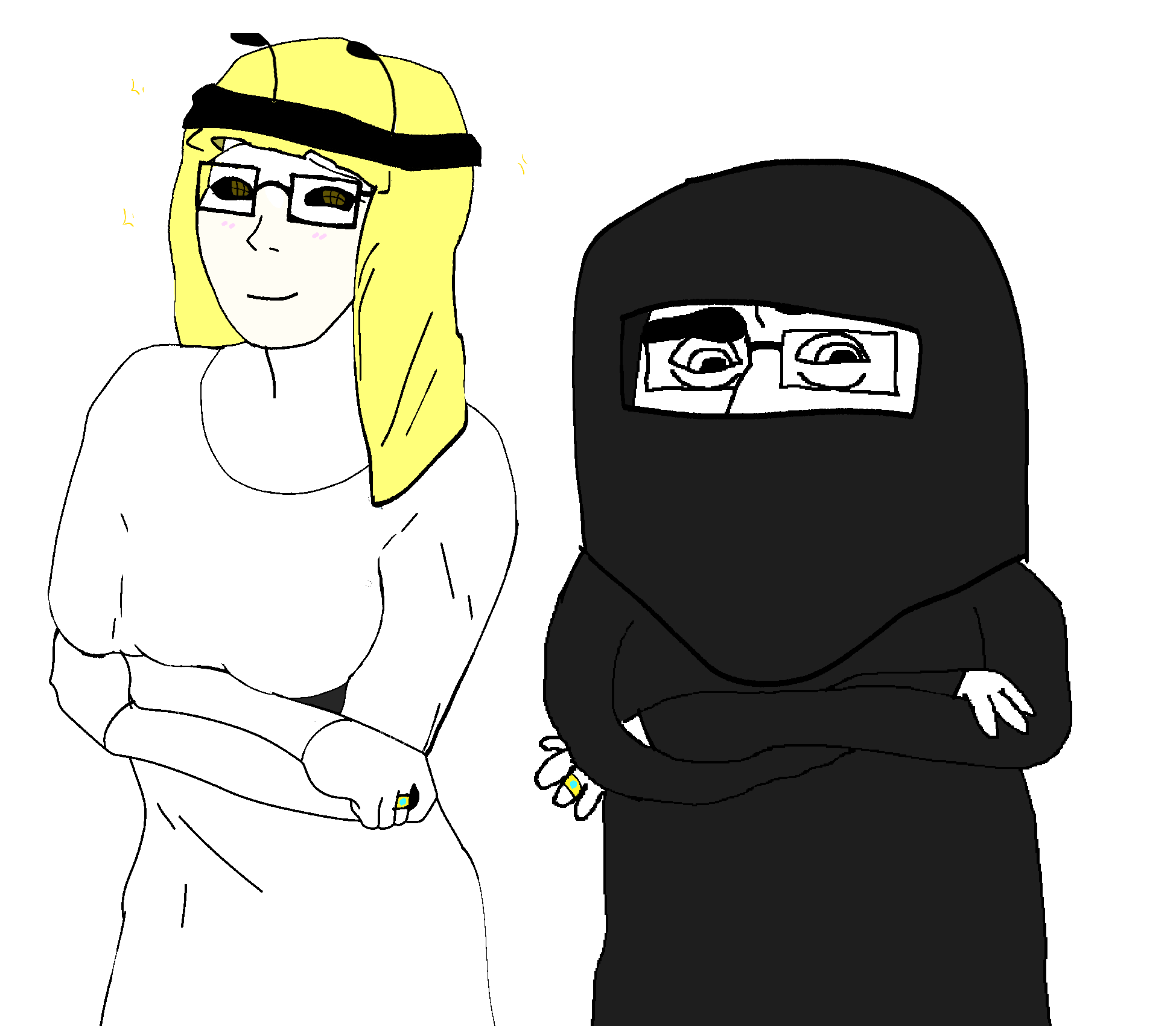 cobson, soyak, soygirl, femjak, 2soyjaks, closed mouth, fat, female, femjak, front view