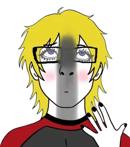 nate higgers, cobson, pawbson, pawbson front, natejak, 1soyjak, blonde hair, blue eyes, blush, closed mouth