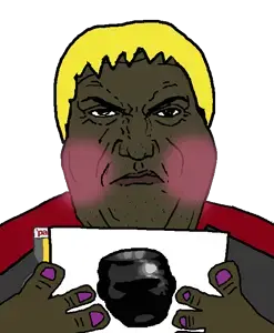 gigachad, nophono, alicia, hunky twink sex machine, hunky twink sex machine, hunk reacts, angry, blonde hair, brown skin, closed mouth