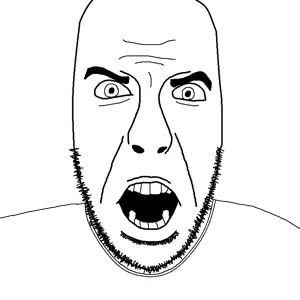 cobson, cobson front, alternate, angry, looking at you, open mouth, redraw, soyjak, stubble