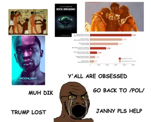soyak, black skin, buck breaking, bushy eyebrows, crying, distorted, glasses, open mouth, soyjak, soyjak comic