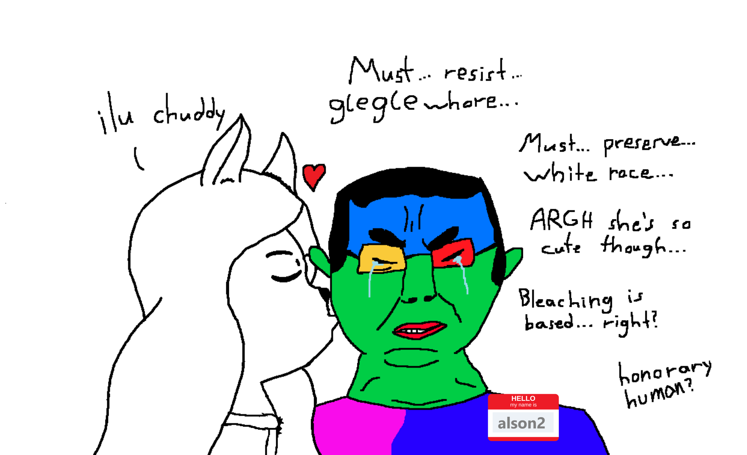 glegle, chudjak, colorjak, 1soyjak, black hair, blush, chud, closed eyes, closed mouth, crying