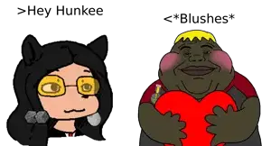 168706 - soybooru.com - alicia award big_lips black_skin blonde_hair brandon branigger clothes fat fat_alicia full_body hair heart holding_heart holding_object hunky hunky_twink_sex_machine hunky_twink_sex_machine.png