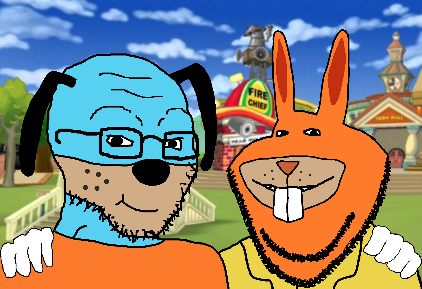 impish soyak ears, soyak, no more brother wars, 2soyjaks, animal, black eyes, blue skin, disney, dog, dog ear