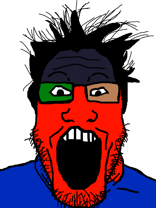 markiplier soyjak, colorjak, 1soyjak, black hair, deformed, front view, glasses, hair, half closed eyes, looking at you