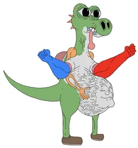 kappatard, yoshi, meximutt, mexiaryan, animal, belly, big belly, brown shoes, dinosaur, meatcanyon