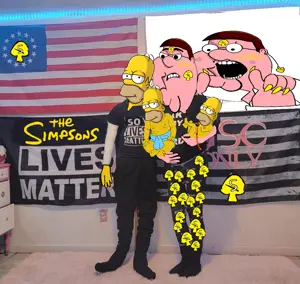 romanian schizo, homer simpson, peter griffin, cobson, hornyson, angry, baby, biting lip, black lives matter, brown hair
