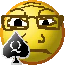 markiplier soyjak, neutralplier, fusionmoji, nuurumoji, closed mouth, glasses, neutral, queen of spades, spade, transparent background
