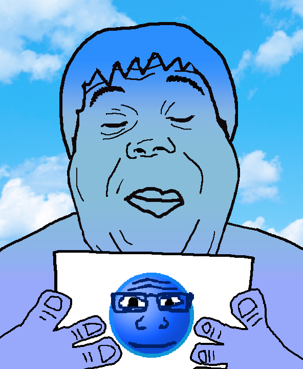 alicia, hunky twink sex machine, calm, hunky twink sex machine, hunk reacts, 2soyjaks, blue background, blue hair, blue skin, closed eyes