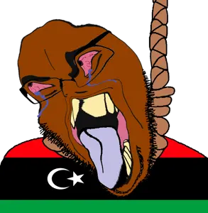cobson, ack, bloodshot eyes, blue tongue, brown skin, glasses, hanging, lybia, red eyes, rope
