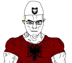 chudjak, chudjak front, muscular chud, albania, blonde hair, blue eyes, buff, closed mouth, clothes, country