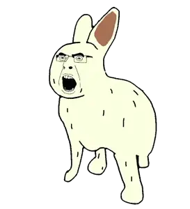 cobson, 1soyjak, animal, bunny, glasses, open eyes, open mouth, rabbit, transparent background