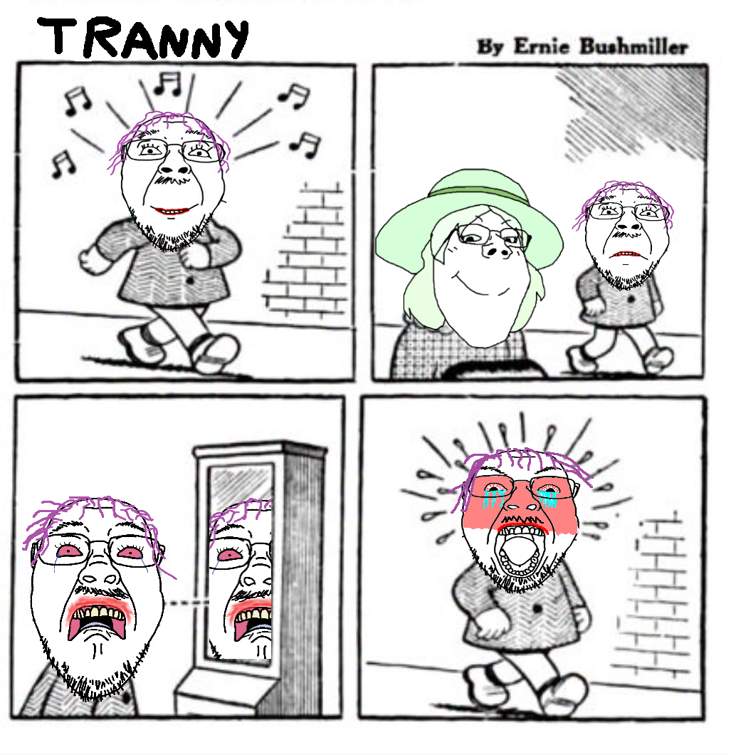 bernd, gapejak, female gapejak, femjak, 2soyjaks, angry, black shoes, blush, brick wall, closed mouth