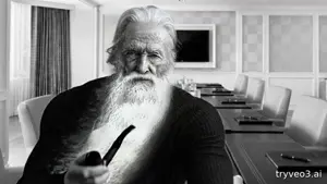 1105 - 'g beard clothes hand indoors looking_at_you loud media_pending_anporvool meta_ai_generated meta_tryveo3.ai_(ai) meta_veo_(ai) meta_video monochrome pipe smile smoke smoking sound subvariant_oldgiga talking.mp4