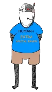 gapejak, good boy, 1soyjak, android, blue shirt, circuit, closed mouth, clothes, cyborg, earpiece