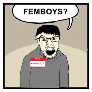 feraljak, soyjaks?, black hair, brown eyes, femboy, gray shirt, hair, half body, male, self hate