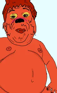 fat nigger furry, alicia, hunky twink sex machine, hunky twink sex machine, belly, black eyes, canine, closed mouth, eyebrows, fangs
