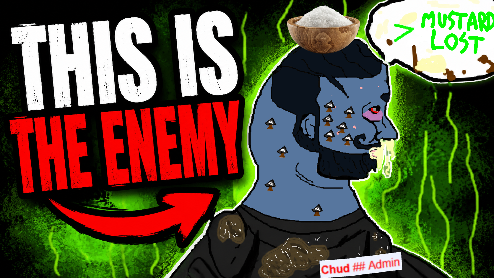 yes chad, >, admin, bla, black beard, black hair, black mustache, black shirt, bloodshot eyes, blue eyes