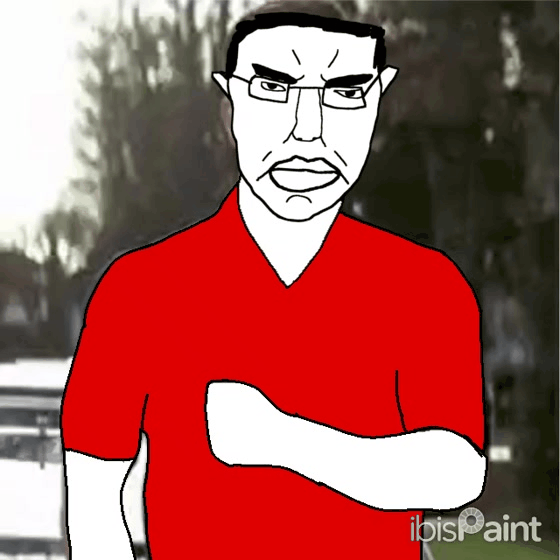 david mccall (fear), chudjak, pol face, 1soyjak, angry, animated, beating chest, black eyes, black hair, buff