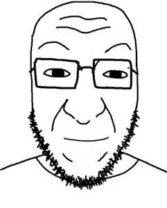 crimjak, bald, closed mouth, glasses, looking at you, smile, stubble, uncolored skin