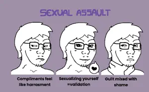 soyak, female soyak, femjak, biting lip, blush, closed mouth, female, femjak, frown, glasses