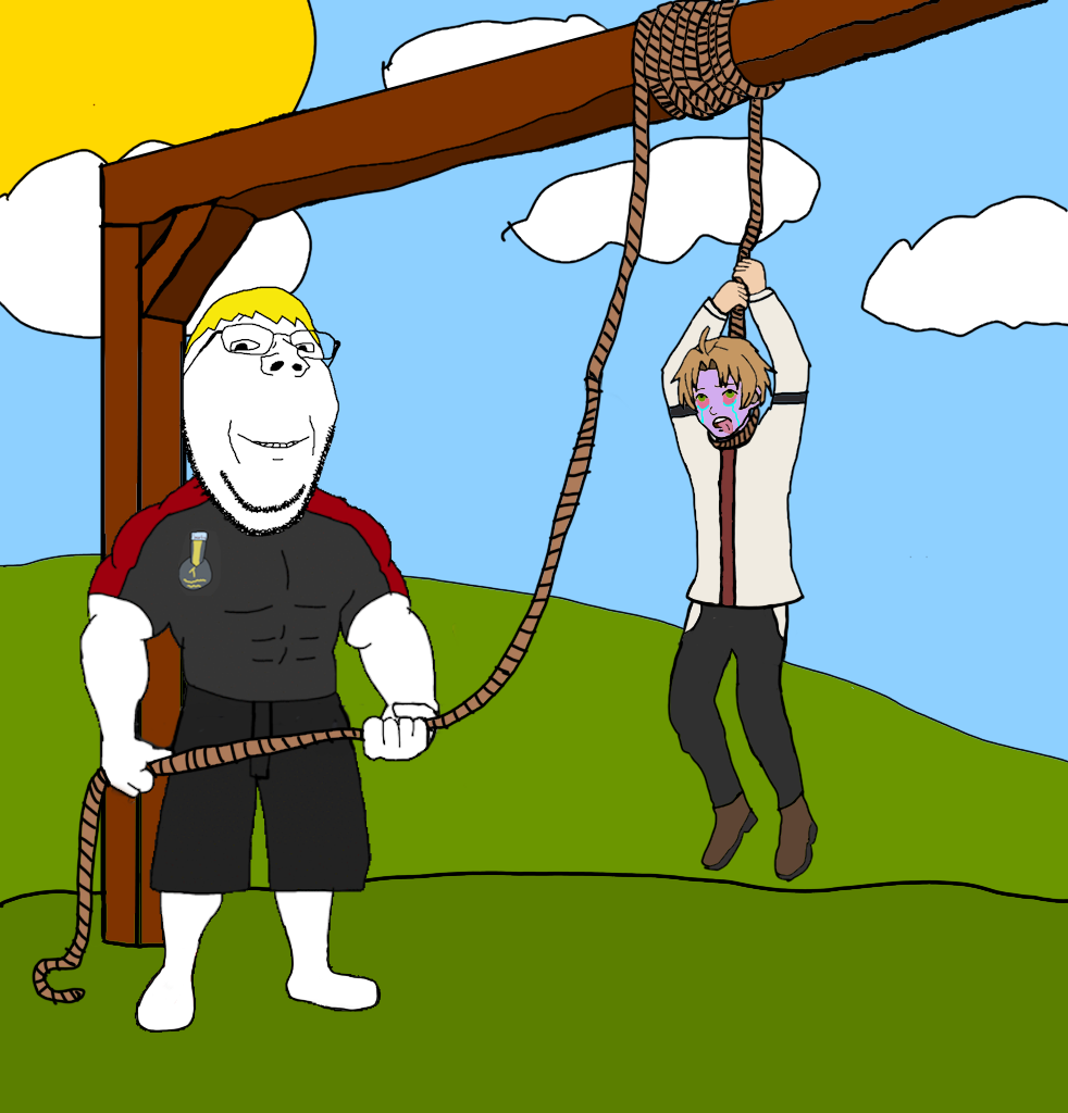 nate higgers, gapejak, wholesome soyjak, natejak, 1soyjak, anime, black eyes, blonde hair, blue sky, buff
