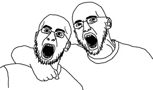 unknown, 2soyjaks, clothes, ear, fifa, glasses, hands, open mouth, soyjak, stubble