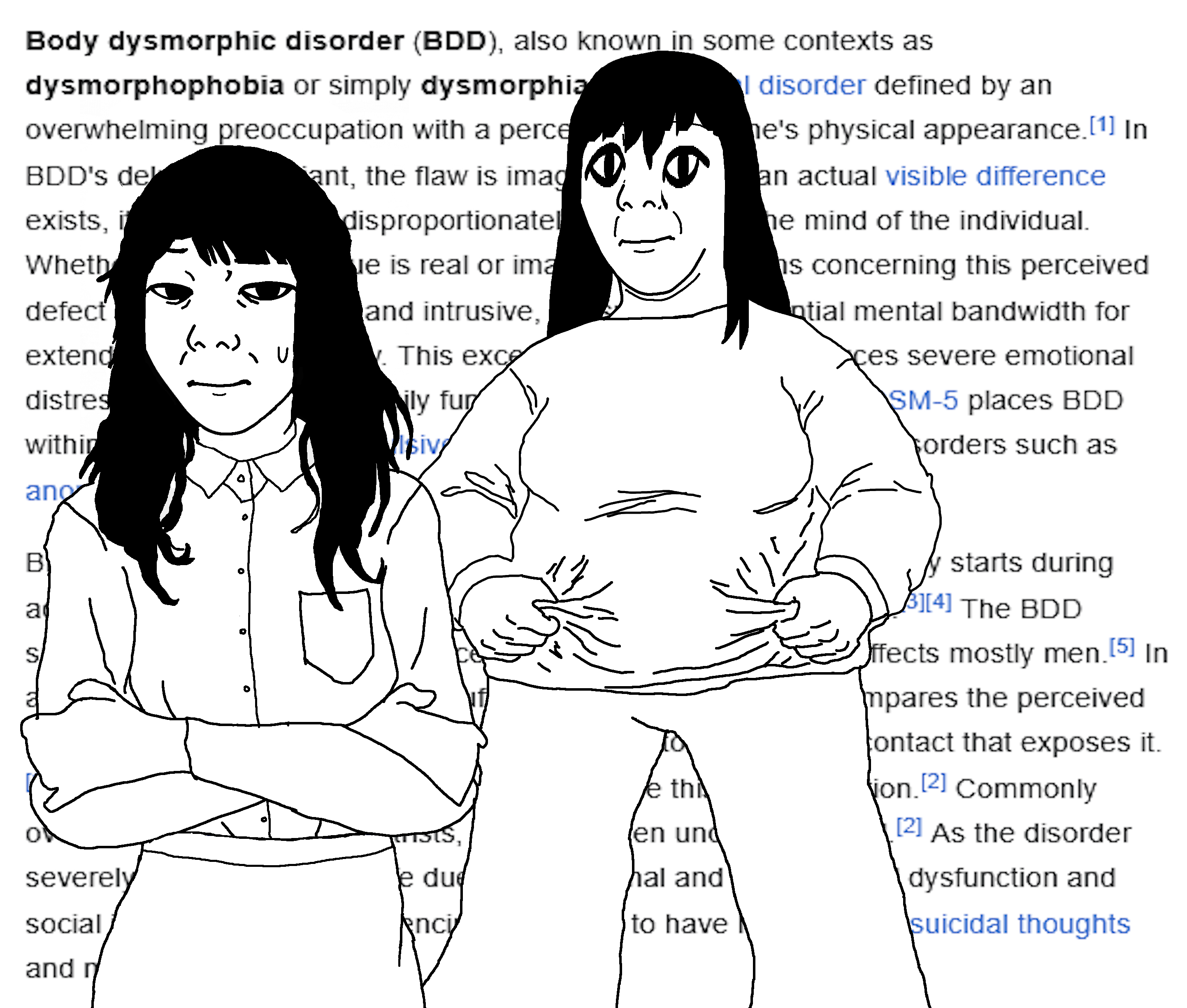 kuzjak, commiepedotroon, temuchan, femjak, 1soyjak, black eyes, black hair, closed mouth, clothes, fat