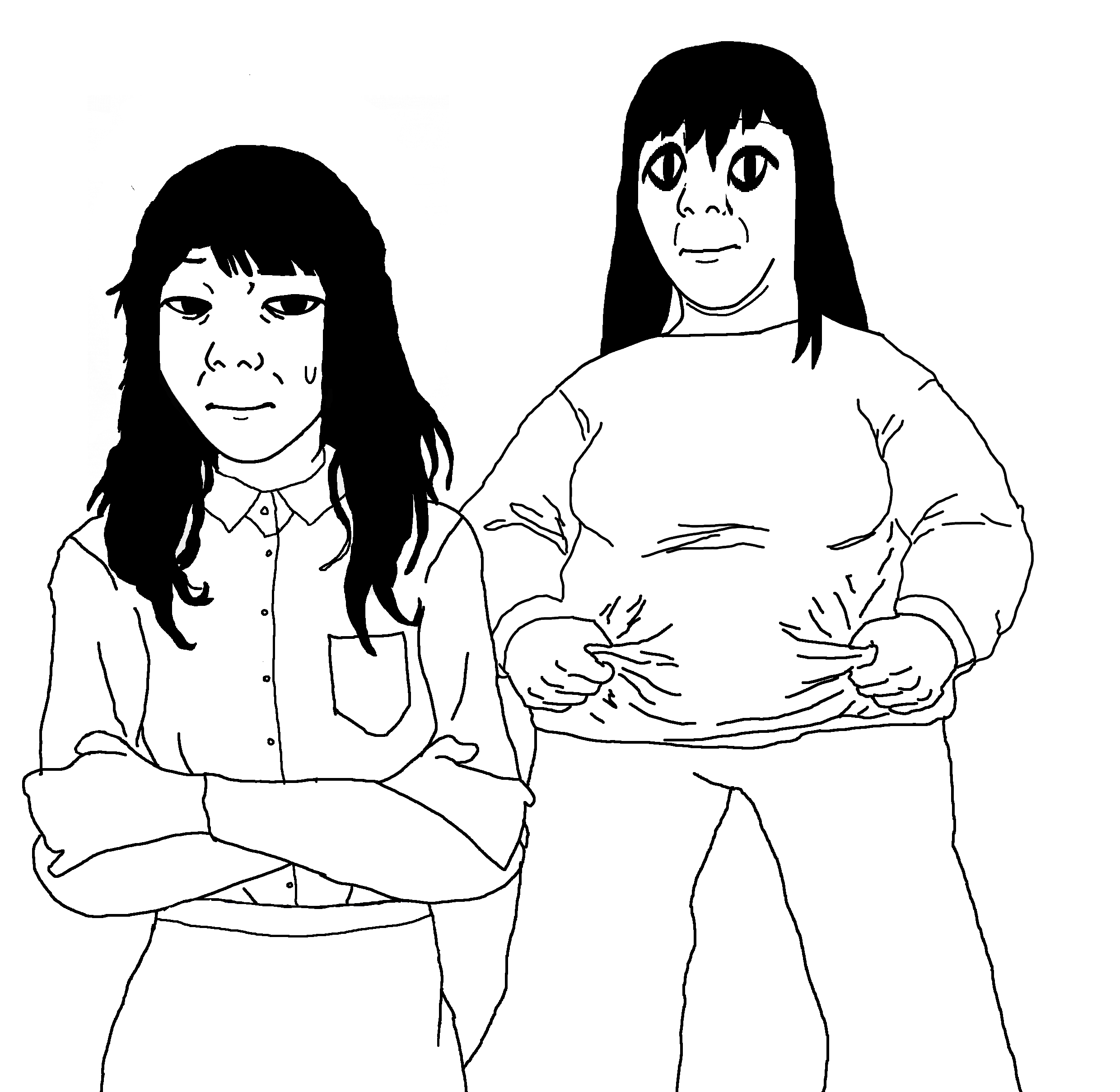 kuzjak, commiepedotroon, temuchan, femjak, 1soyjak, black eyes, black hair, closed mouth, clothes, fat