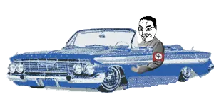 chudjak, 1soyjak, animated, bouncing, car, closed mouth, clothes, glasses, hair, looking to the left
