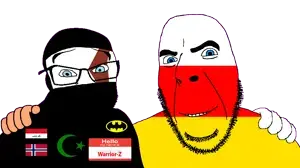 cobson, feraljak, no more brother wars, 2soyjaks, allahu akbar, animal, arabic text, balaclava, bald, bat
