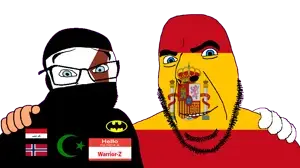 cobson, feraljak, no more brother wars, 2soyjaks, allahu akbar, animal, arabic text, arm, balaclava, bald