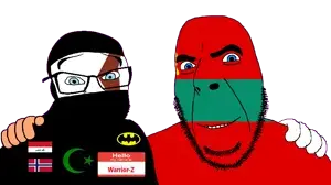cobson, feraljak, 2soyjaks, animal, arabic text, bald, bat, blue eyes, communism, crescent