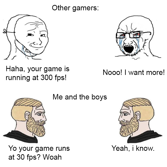 smug wojak, wojak, yes chad, soyak, soyak (crying), 2nas, 2soyjaks, crying, gaming, looking to the left