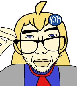 sobot, blonde hair, closed mouth, clothes, glasses, hair, knowyourmeme, necktie, soyjak, stubble