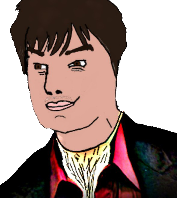 chudjak, 1soyjak, brown eyes, brown hair, celebrity, charlie sheen, closed mouth, hair, half body, looking to the left