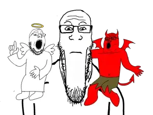 gapejak, markiplier soyjak, tony soprano soyjak, neutralplier, soyjak trio, 3soyjaks, angel, bald, black eyes, black hair