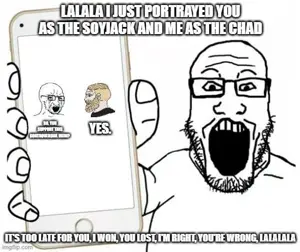 yes chad, markiplier soyjak, soyak, soyak (crying), blonde hair, crying, hair, looking to the left, looking to the right, reddit meme