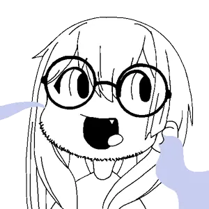 276744_-_soybooru.com_-_1soyjak_animated_anime_black_eyes_chibi_closed_mouth_clothes_coal_cute_ear_eyelashes_fang_fangs_female_femjak_front_view_gif_glasses_hair_half_body_head_bobbing_laughing_long_hair_looking_to_the_right_my_dress_up_darling_o.gif