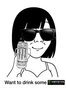 kuzjak, temuchan, femjak, want to drink?, 1soyjak, black eyes, black hair, closed mouth, female, hair