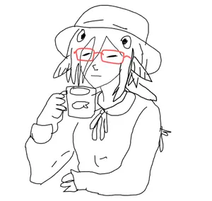 1nas, coffee, coffee cup, cup, drink, eyes, glasses, hair, long hair, mug