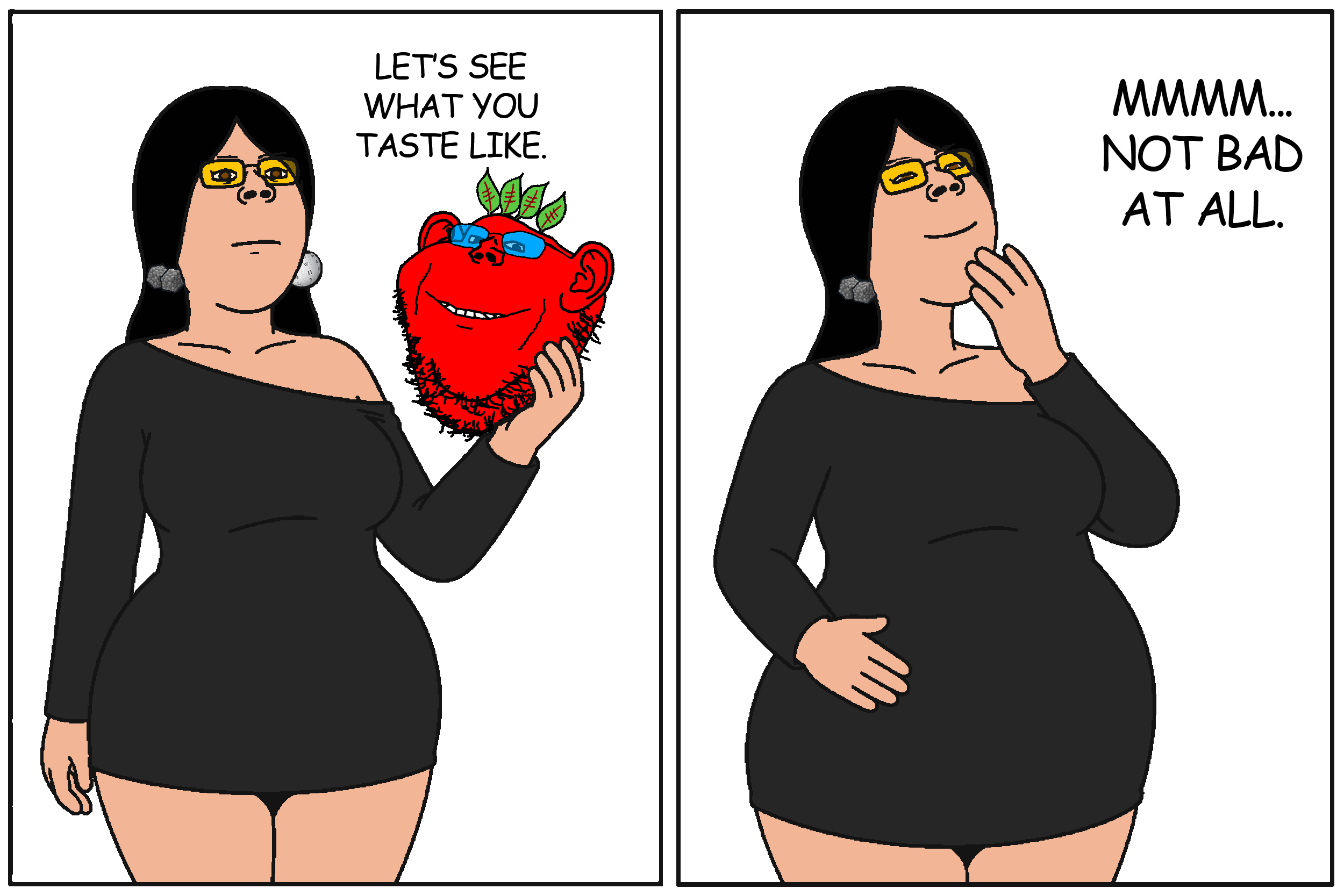 gapejak, impish soyak ears, female gapejak, femjak, namefag vore, 2soyjaks, admin, bbw, beetroot, belly